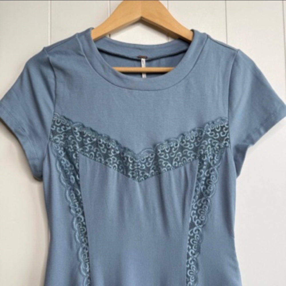 Free People Gray Ruffled Smocked Mini Dress - Picture 4 of 5